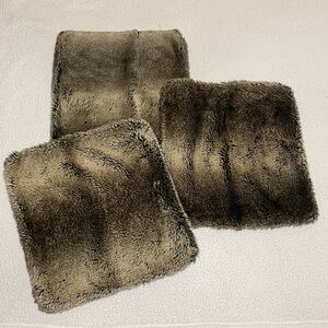 Pottery Barn faux fur 3 pillow covers, 18” x 18”